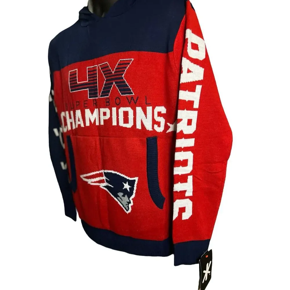 NFL New England‎ Patriots 4x Champions M Commemorative Hoodie Sweater NEW